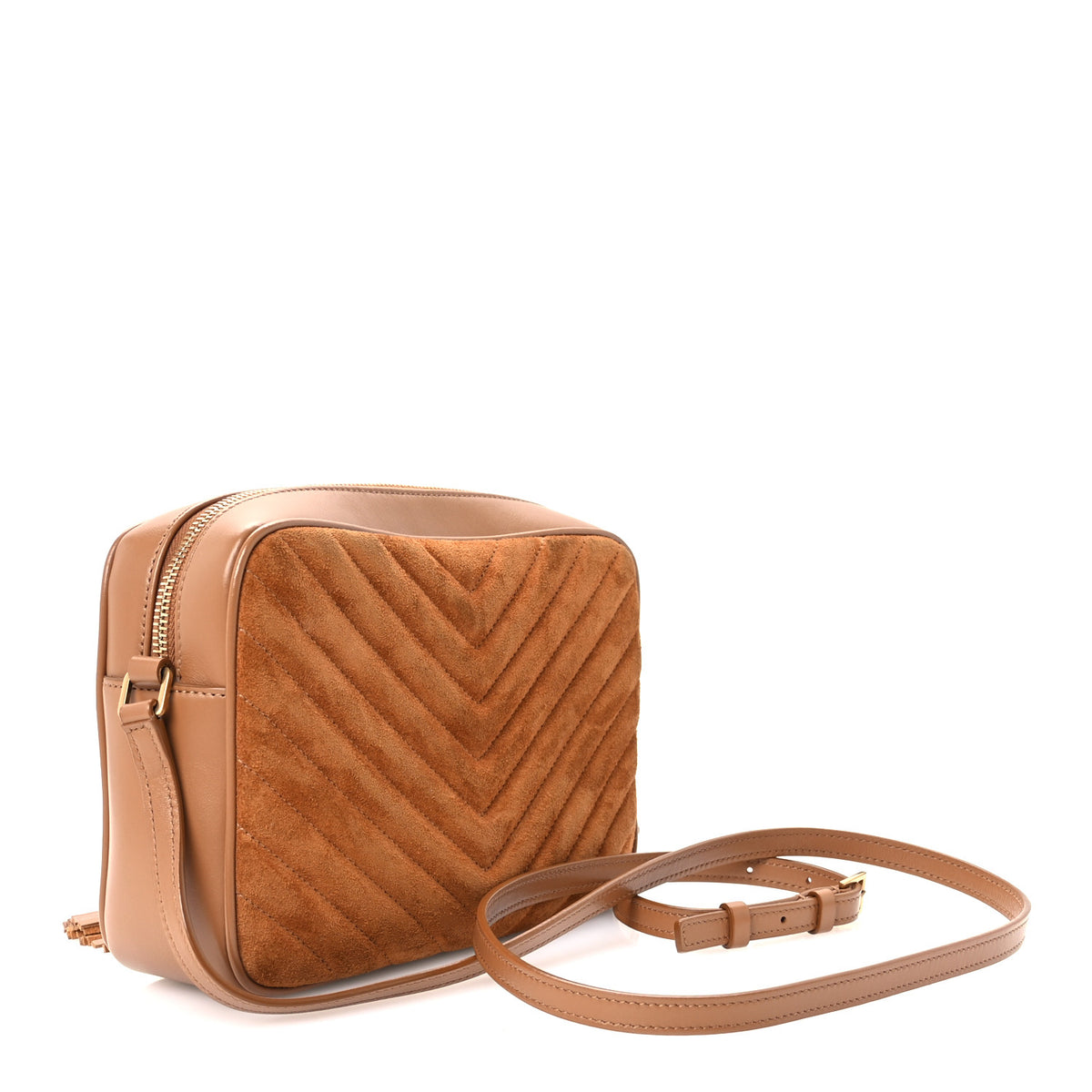 Suede Matelasse Monogram Lou Camera Bag Cinnamon