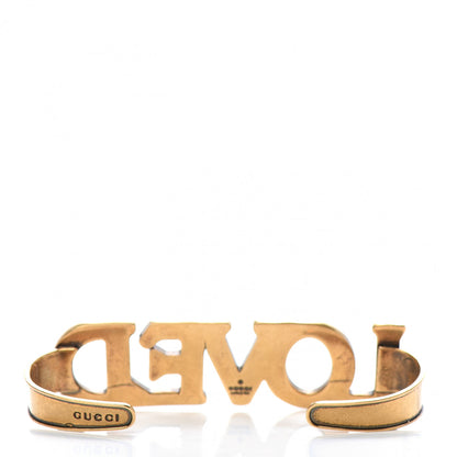 Gucci Metal Crystal Loved Palm Cuff Hand Piece Aged Gold 3 of 5