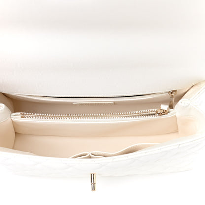 Chanel Caviar Quilted Small Coco Handle Flap White 5 of 11
