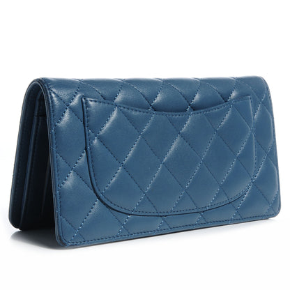 Chanel Lambskin Quilted Yen Wallet Blue 3 of 9