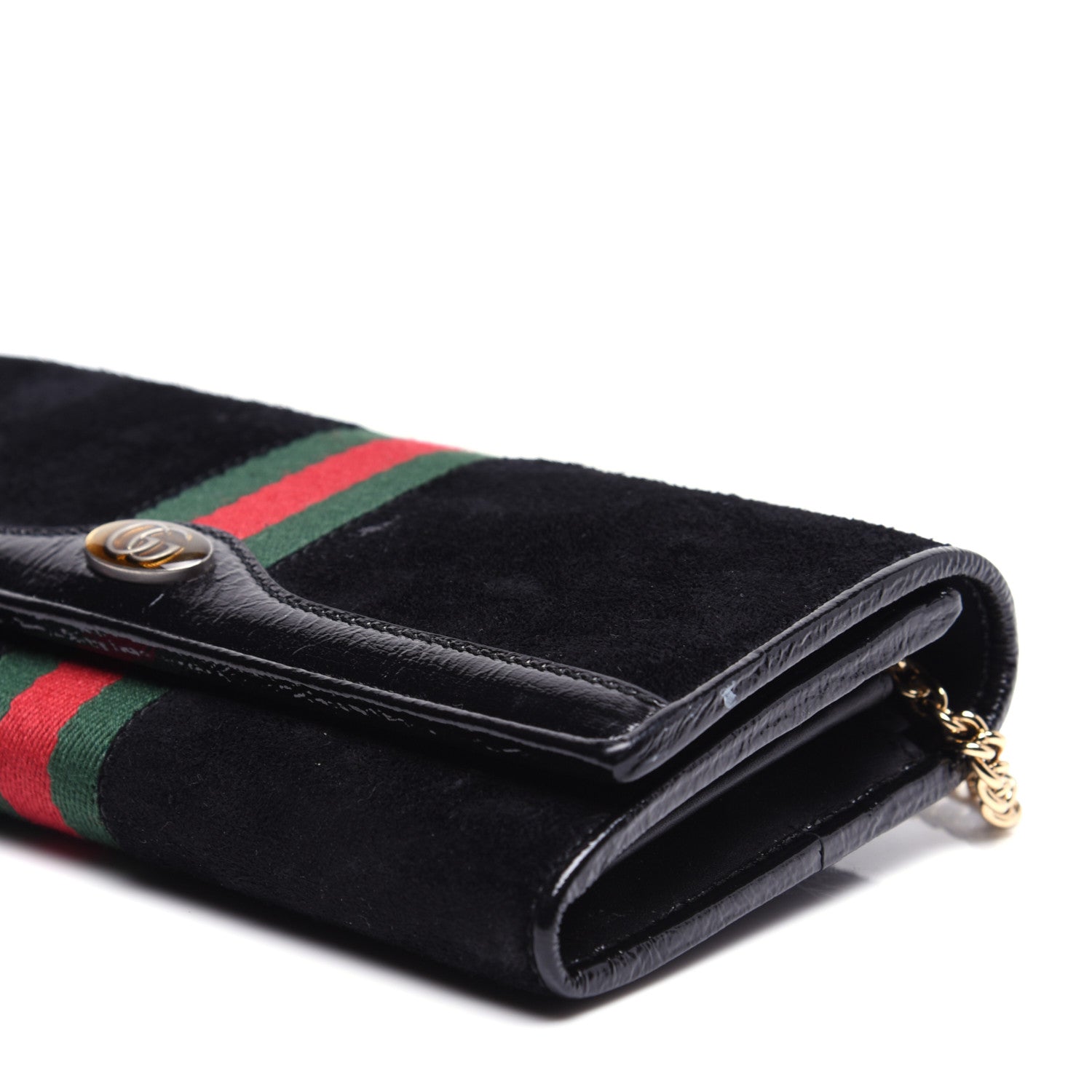 Gucci Suede Patent Web Ophidia Wallet On Chain Black 7 of 13