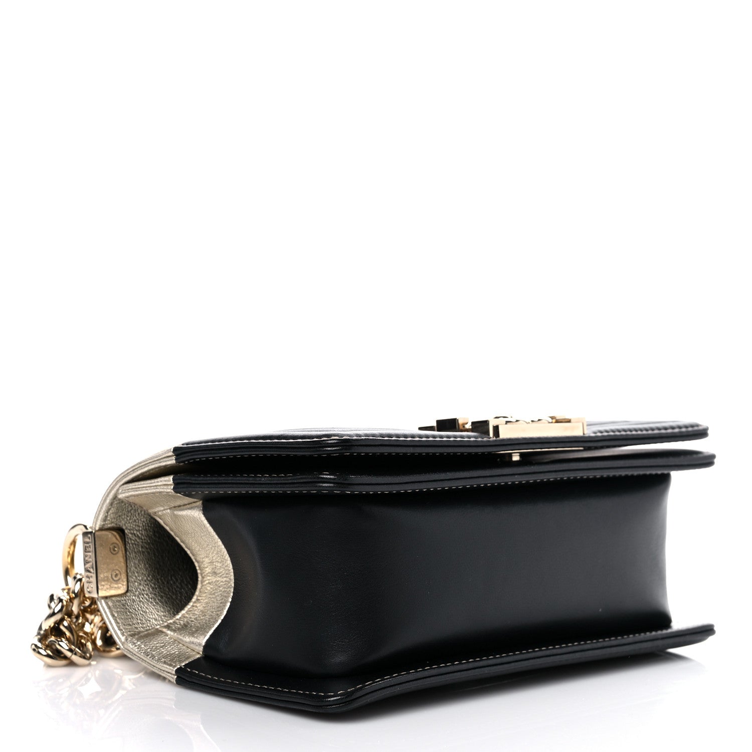 Chanel Metallic Goatskin Calfskin Small Boy Flap Gold Black 4 of 10