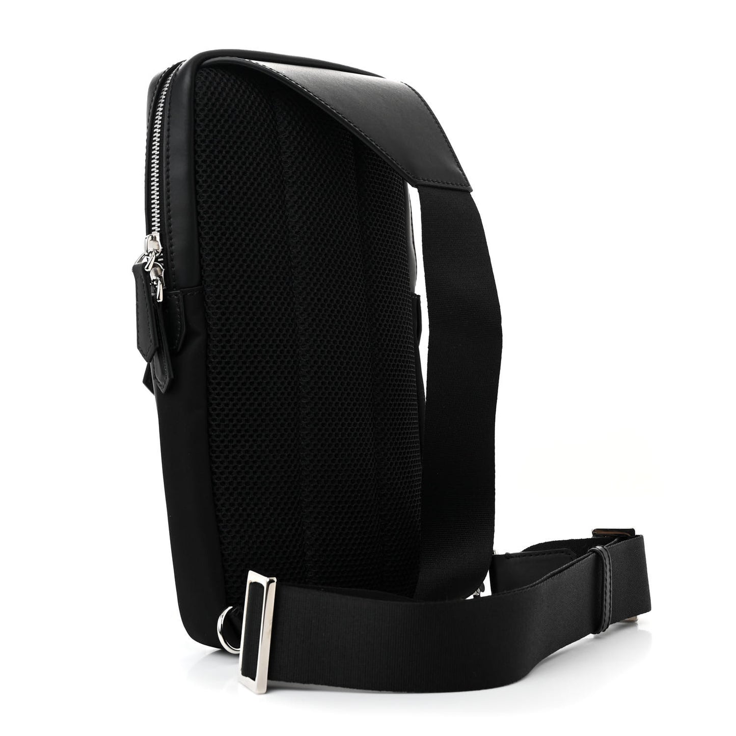 Nylon Vitello Liberty Metal Monster Eyes Sling Bag Black