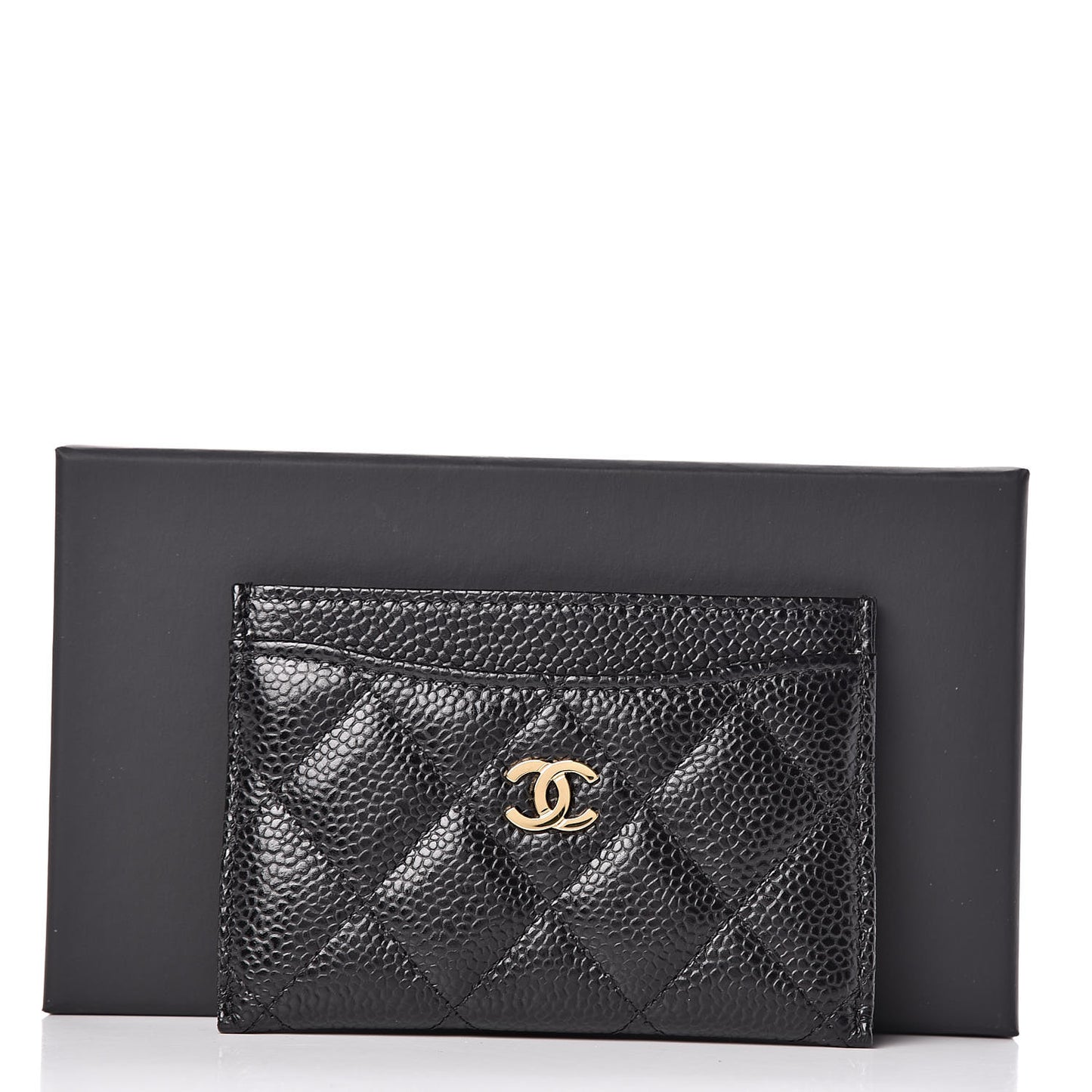 Caviar Quilted Card Holder Black