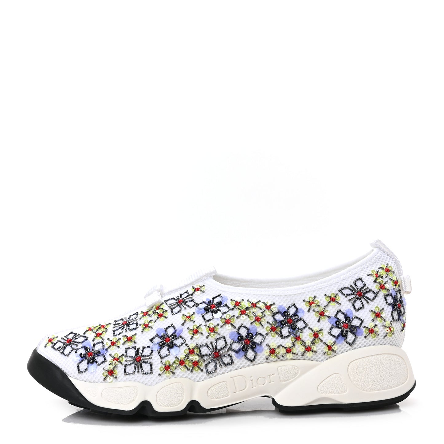 Technical Canvas Embellished Dior Fusion Sneakers 37 White Multicolor