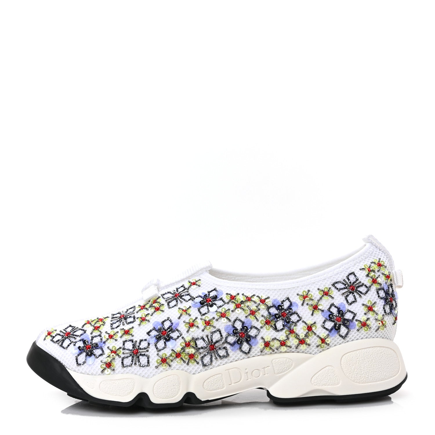 Christian Dior Technical Canvas Embellished Dior Fusion Sneakers 37 White Multicolor 1 of 8