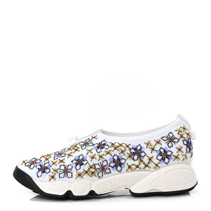 Christian Dior Technical Canvas Embellished Dior Fusion Sneakers 37 White Multicolor 1 of 8