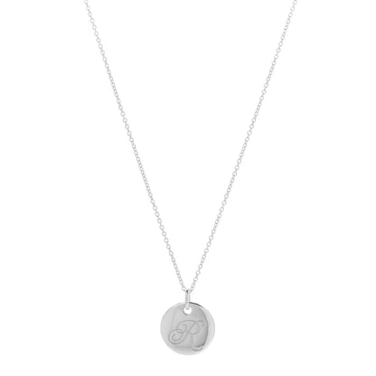 Tiffany Sterling Silver Letter R Disc Pendant Necklace 1 of 7