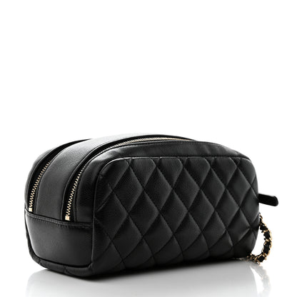 Chanel Caviar Quilted Toiletry Case With Chain Black 3 of 8
