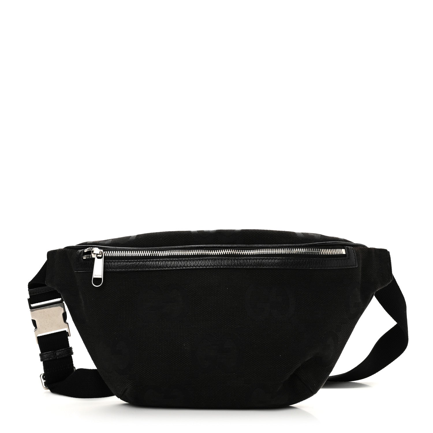 Gucci Monogram Jumbo GG Textured Dollar Calfskin Web Belt Bag Black 2 of 18