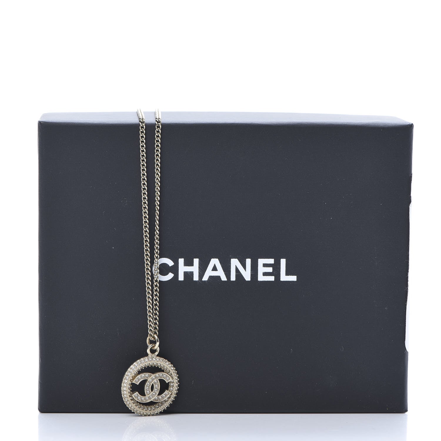 Chanel Crystal CC Medallion Pendant Necklace Gold 6 of 6