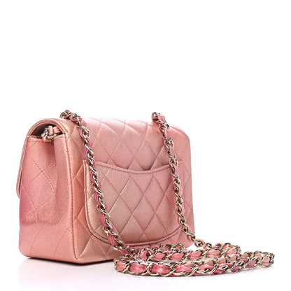 Chanel Metallic Lambskin Quilted Ombre Mini Square Flap Pink 2 of 4