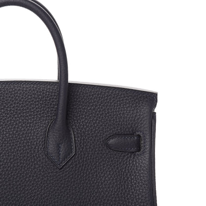 Hermes Togo Horseshoe Birkin 25 Bleu Nuit Rose Azalee 30 of 33