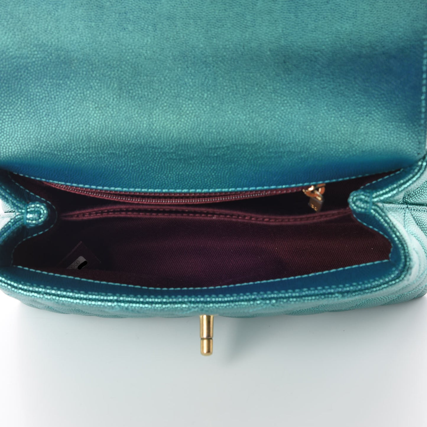 Metallic Caviar Quilted Mini Coco Handle Flap Blue