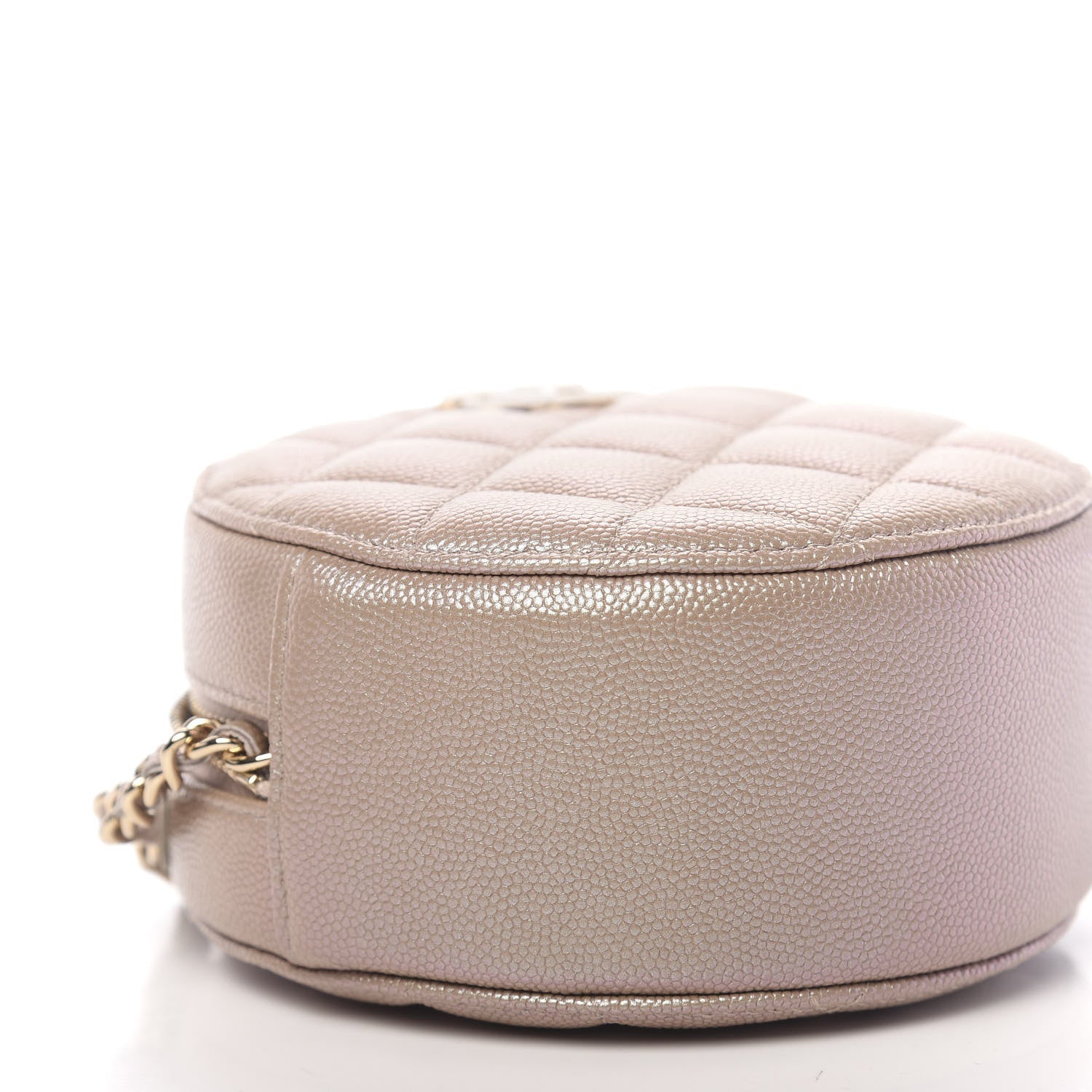 Chanel Iridescent Caviar Quilted Round Clutch With Chain Beige 8 of 11