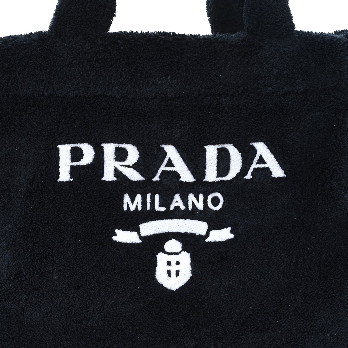 Terry Cloth Tote Bag Black White