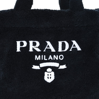 Prada Terry Cloth Tote Bag Black White 7 of 9