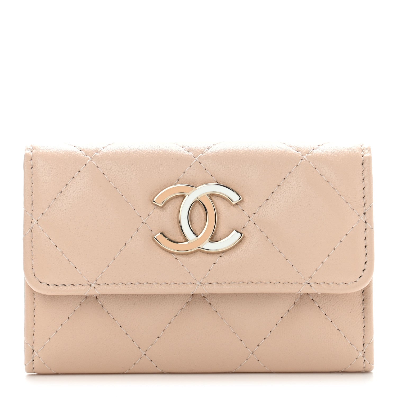 Chanel Lambskin Quilted Flap Card Holder Beige 1 of 10