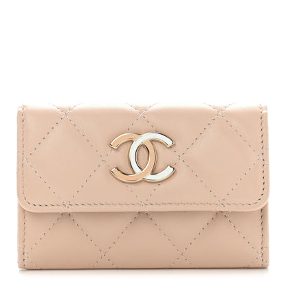 Chanel Lambskin Quilted Flap Card Holder Beige 1 of 10