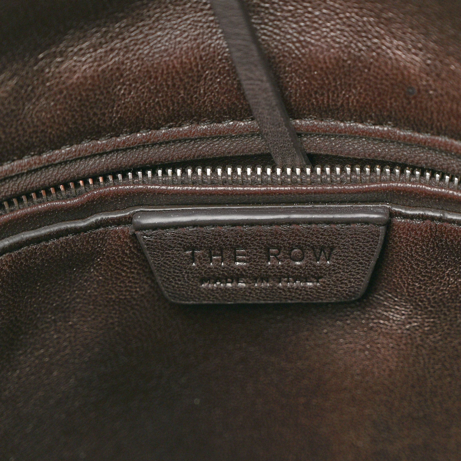 The Row Polished Saddle Calfskin Large N/S Park Belt Bag Dark Brown 6 of 11