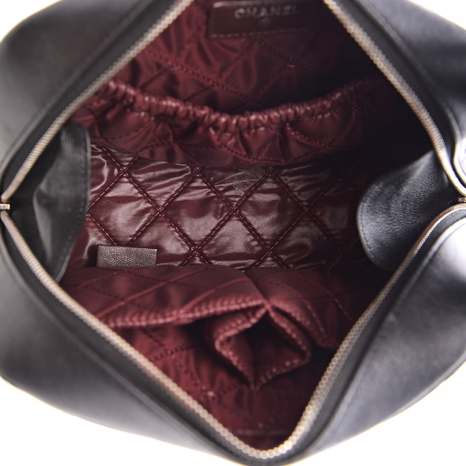 Chanel Lambskin Quilted Medium Curvy Pouch Cosmetic Case Black 5 of 9