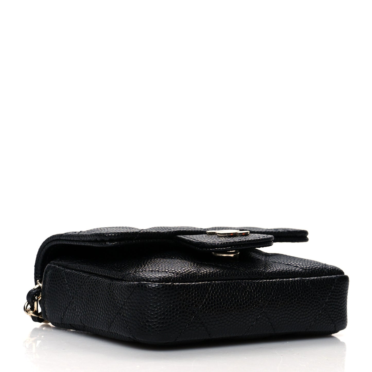Caviar Quilted Mini Chain Belt Bag Black