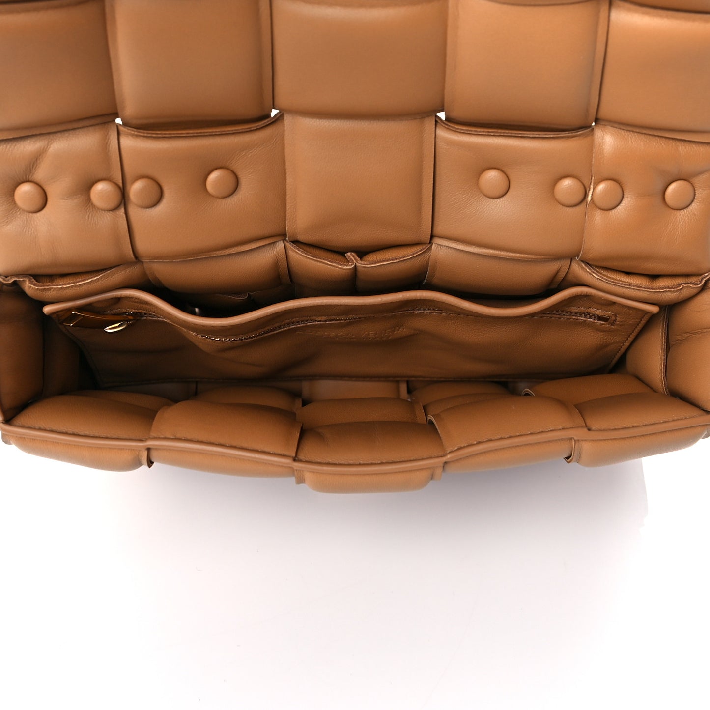Lambskin Maxi Intreccio Padded Chain Cassette Crossbody Bag Caramel