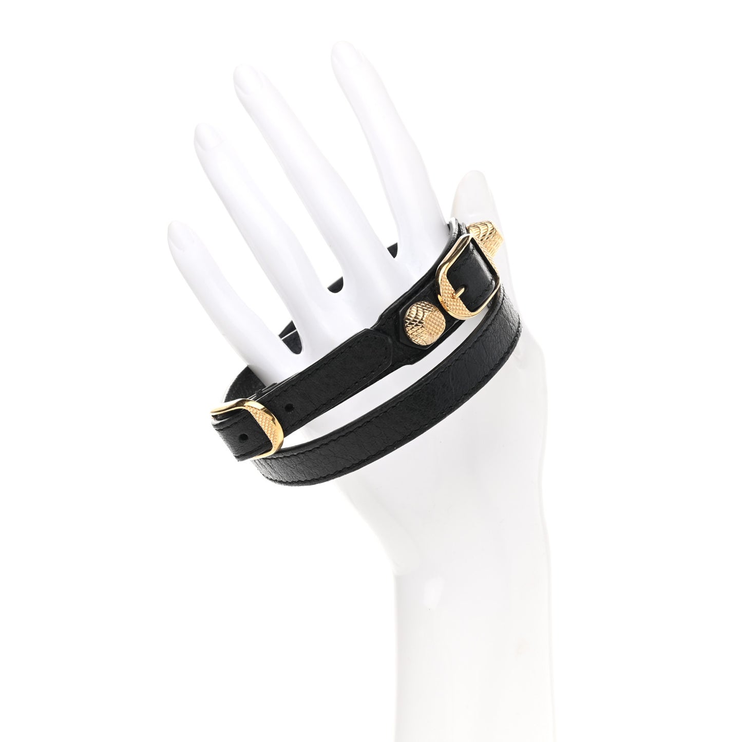 Agneau Giant 12 Gold Hardware Triple Tour Bracelet S Black