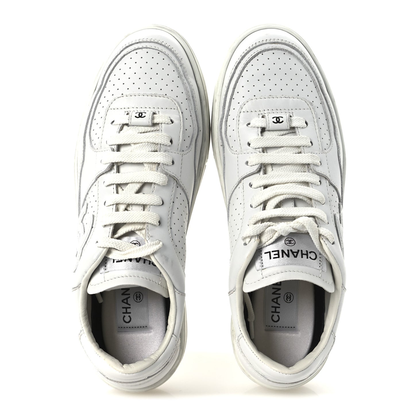 Calfskin Womens CC Sneakers 39.5 White