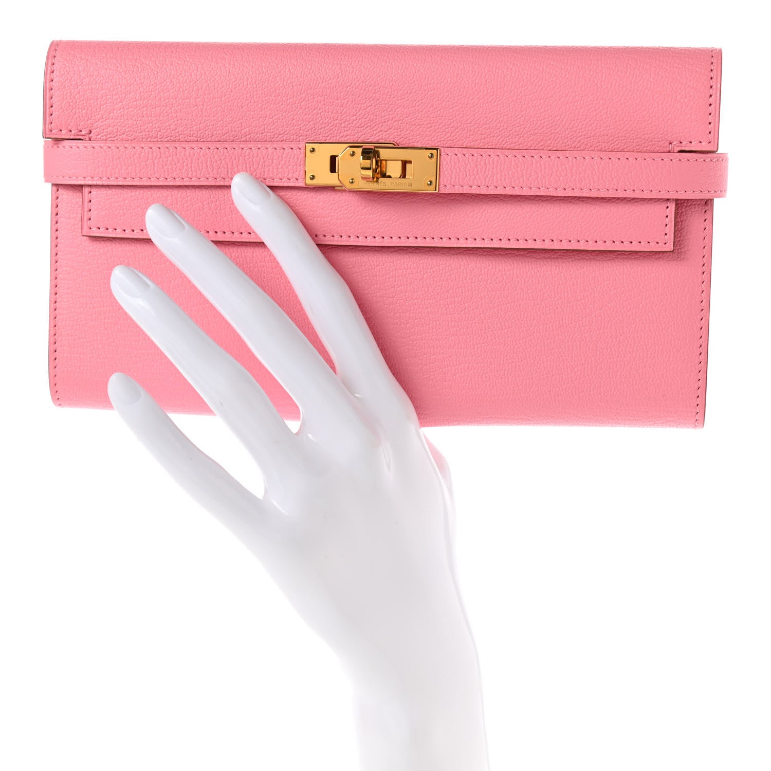 Hermes Chevre Mysore Kelly Longue Wallet Rose Confetti 2 of 9