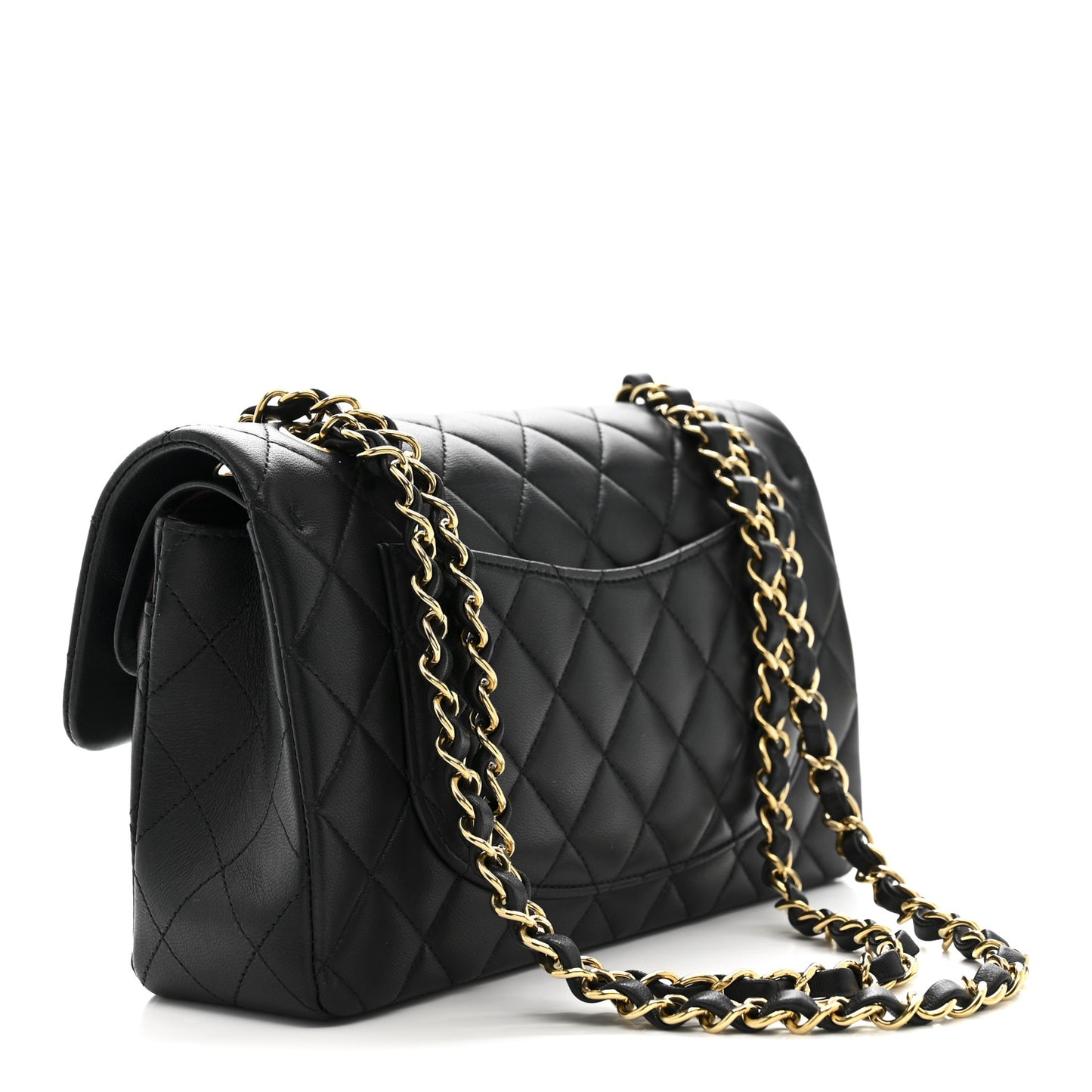 Lambskin Quilted Small Double Flap Black