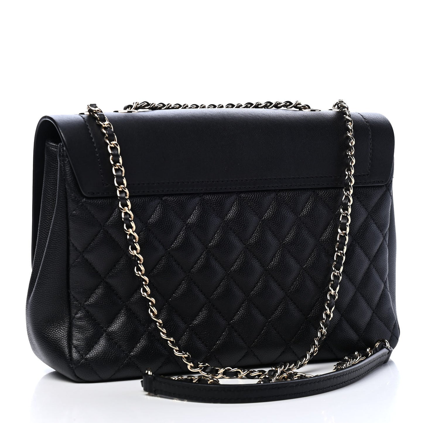 Calfskin Caviar Quilted Flap Black