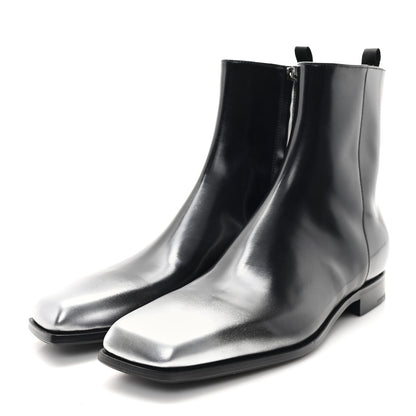 Prada Spazzolato Sfumato Mens Square Toe Ankle Boots 10 Black Argento 4 of 9