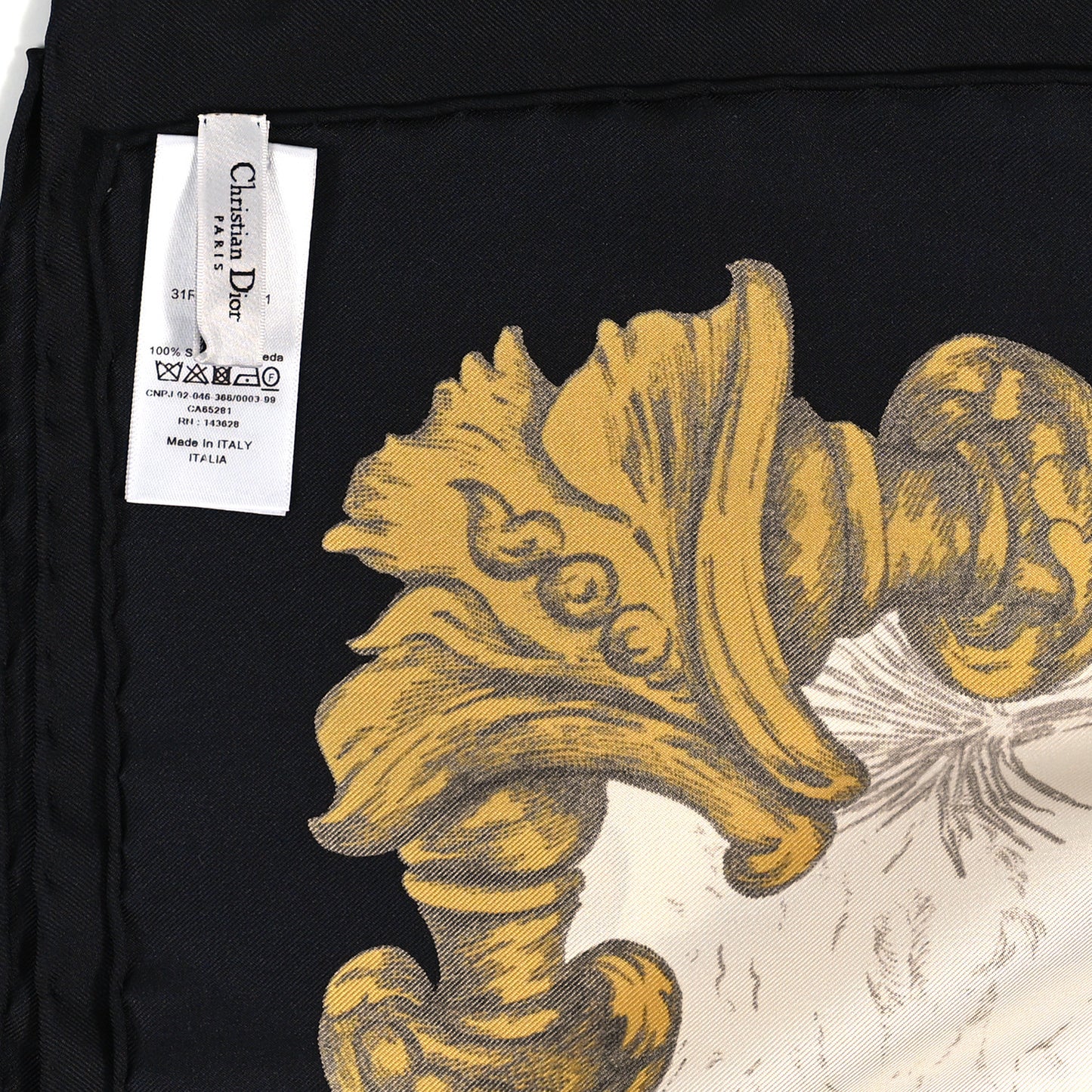 Silk Star Square Scarf Gold Black