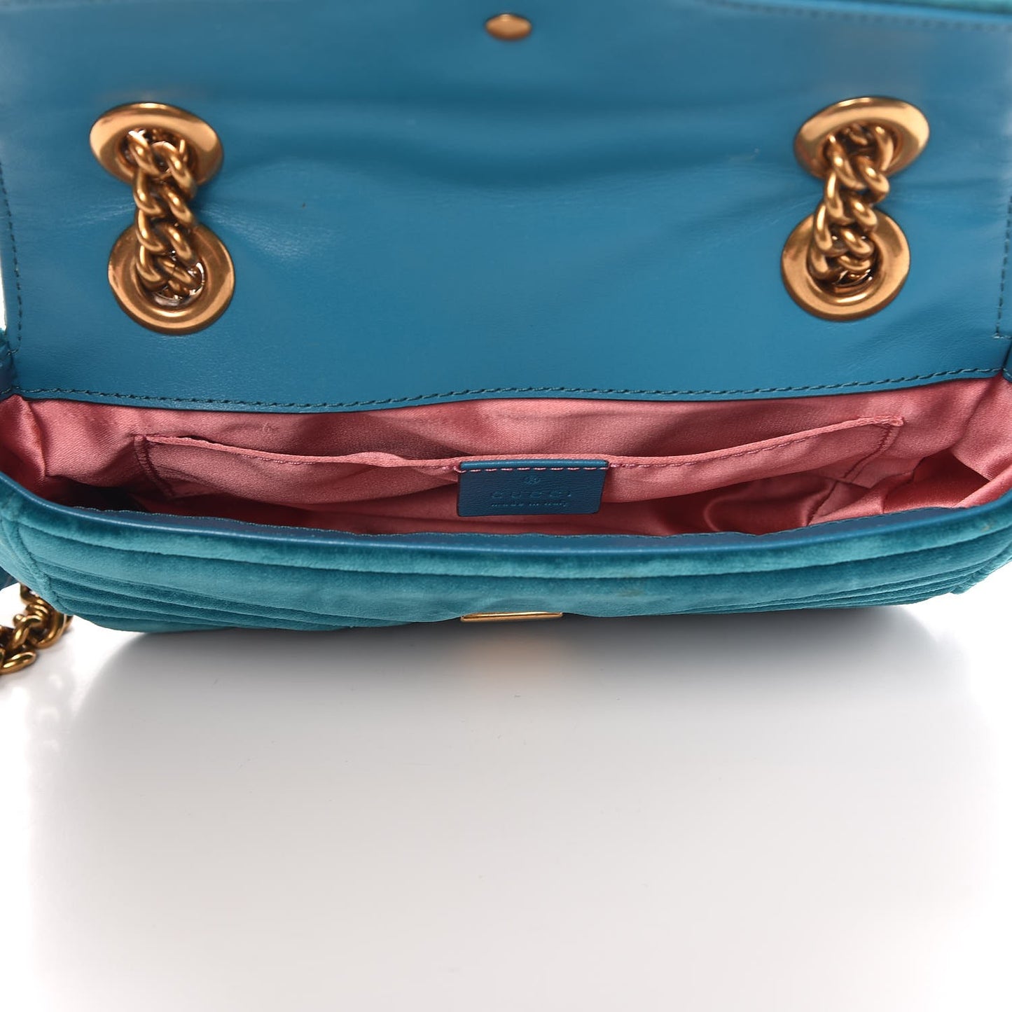 Velvet Matelasse Mini GG Marmont Shoulder Bag Pavone Cyan