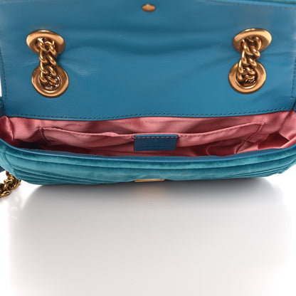 Gucci Velvet Matelasse Mini GG Marmont Shoulder Bag Pavone Cyan 5 of 11