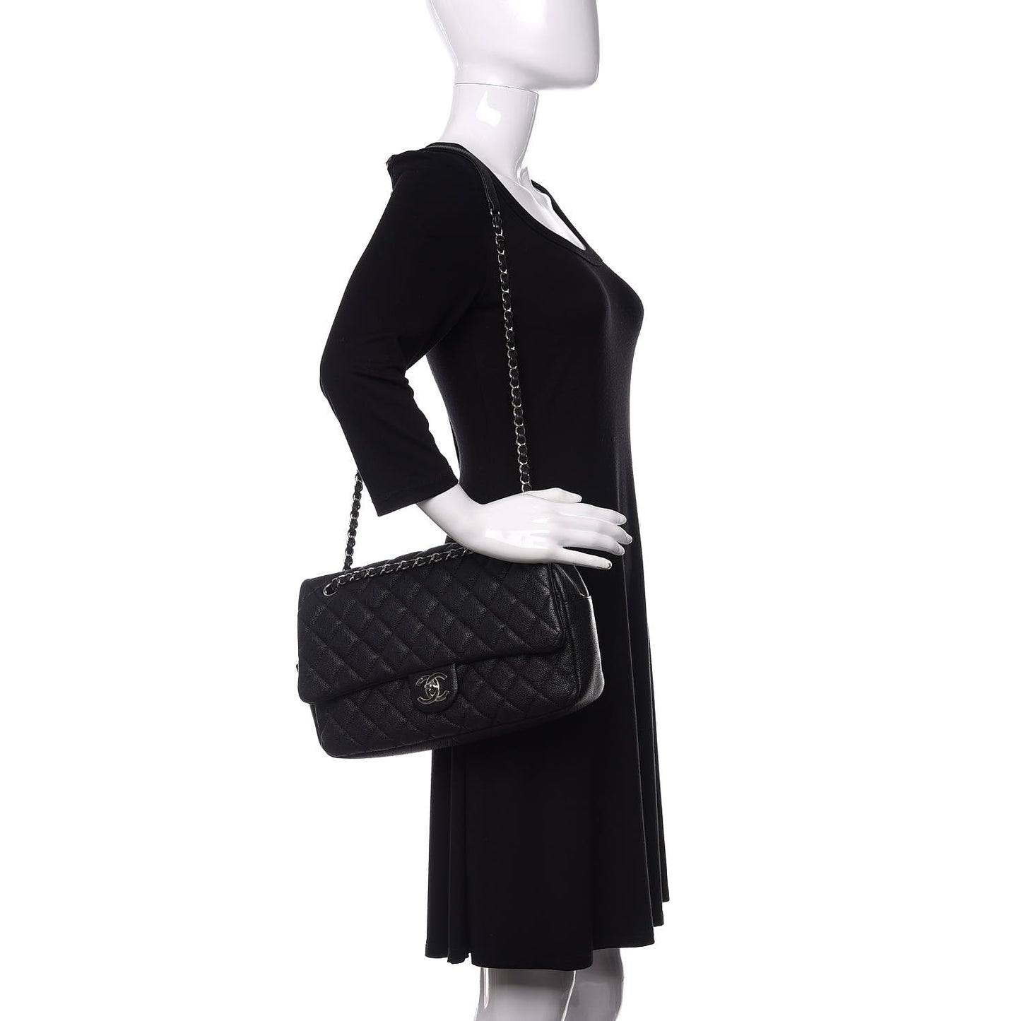 Caviar Quilted Jumbo Easy Flap Black