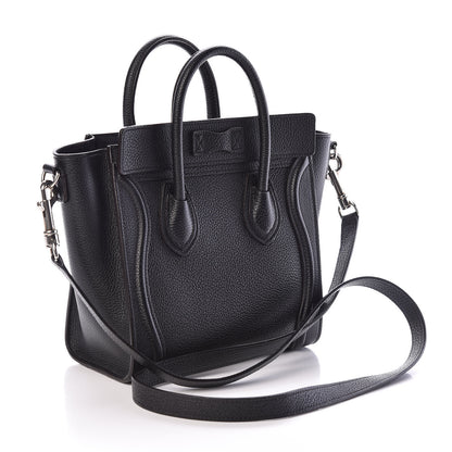 Celine Drummed Calfskin Nano Luggage Black 3 of 9