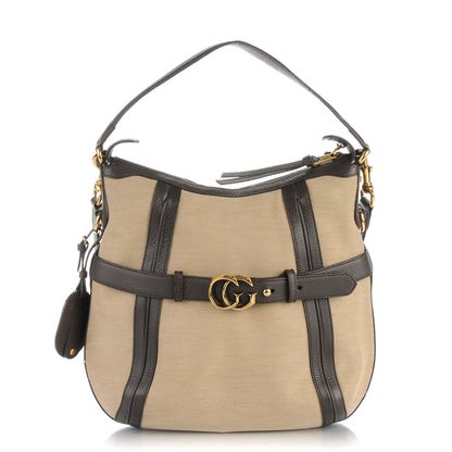 Gucci Canvas Medium GG Running Hobo Dark Brown 1 of 7
