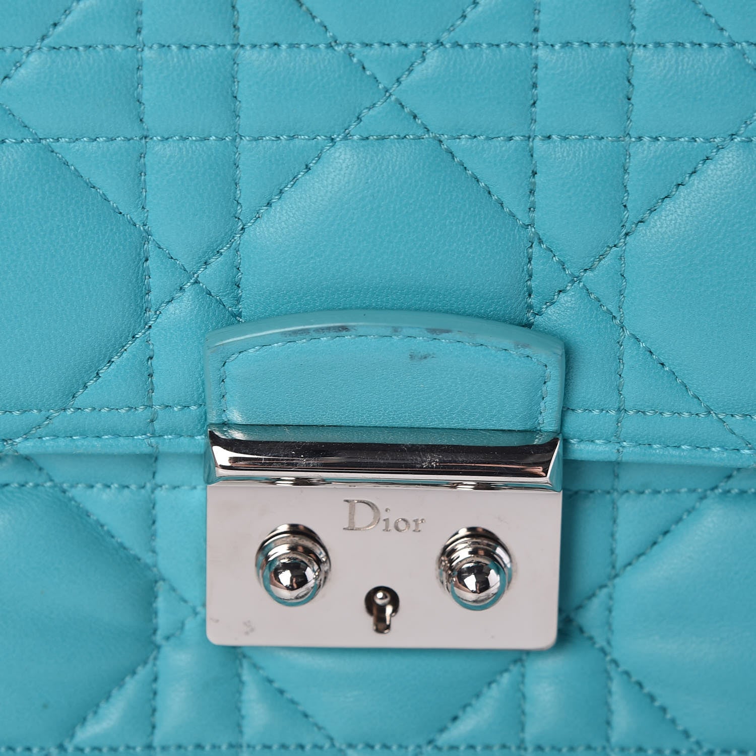 Christian Dior Lambskin Cannage Miss Dior Promenade Pouch Turquoise 14 of 15