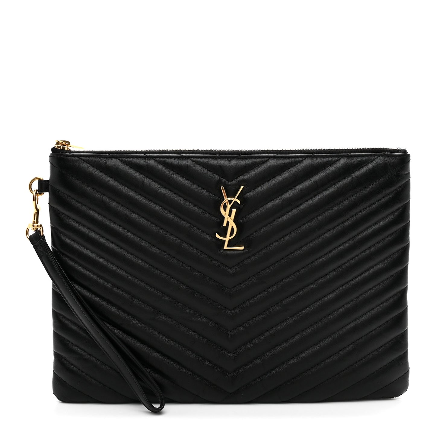 Calfskin Matelasse Monogram Cassandre Tablet Pouch Black