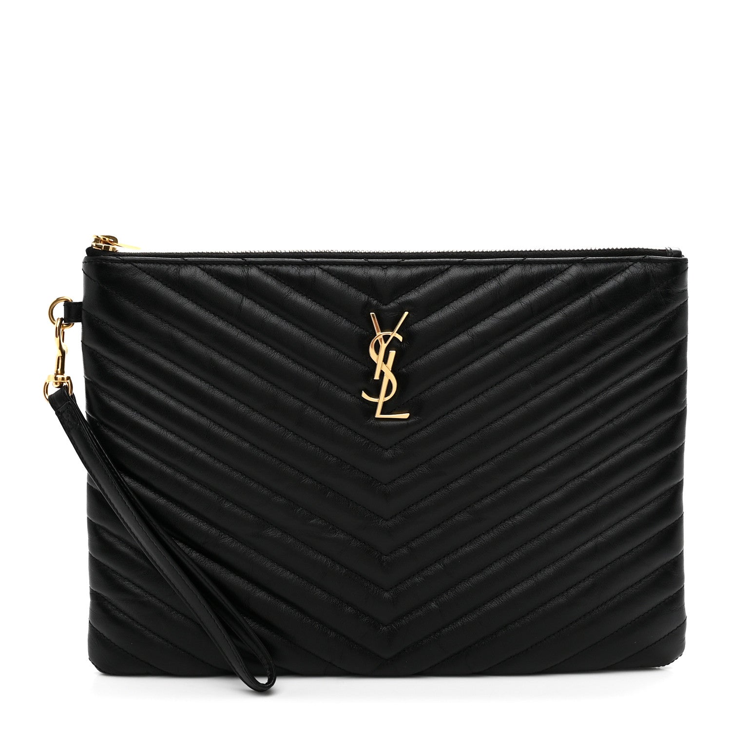 Saint Laurent Calfskin Matelasse Monogram Cassandre Tablet Pouch Black 1 of 7