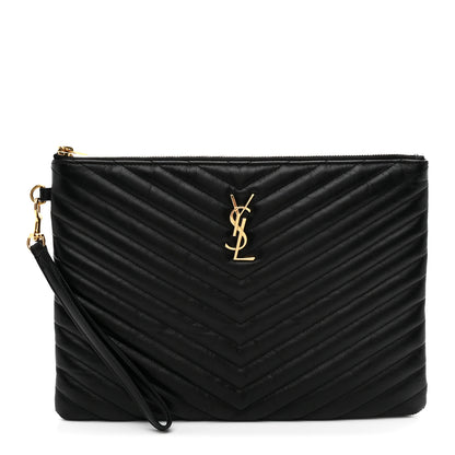 Saint Laurent Calfskin Matelasse Monogram Cassandre Tablet Pouch Black 1 of 7