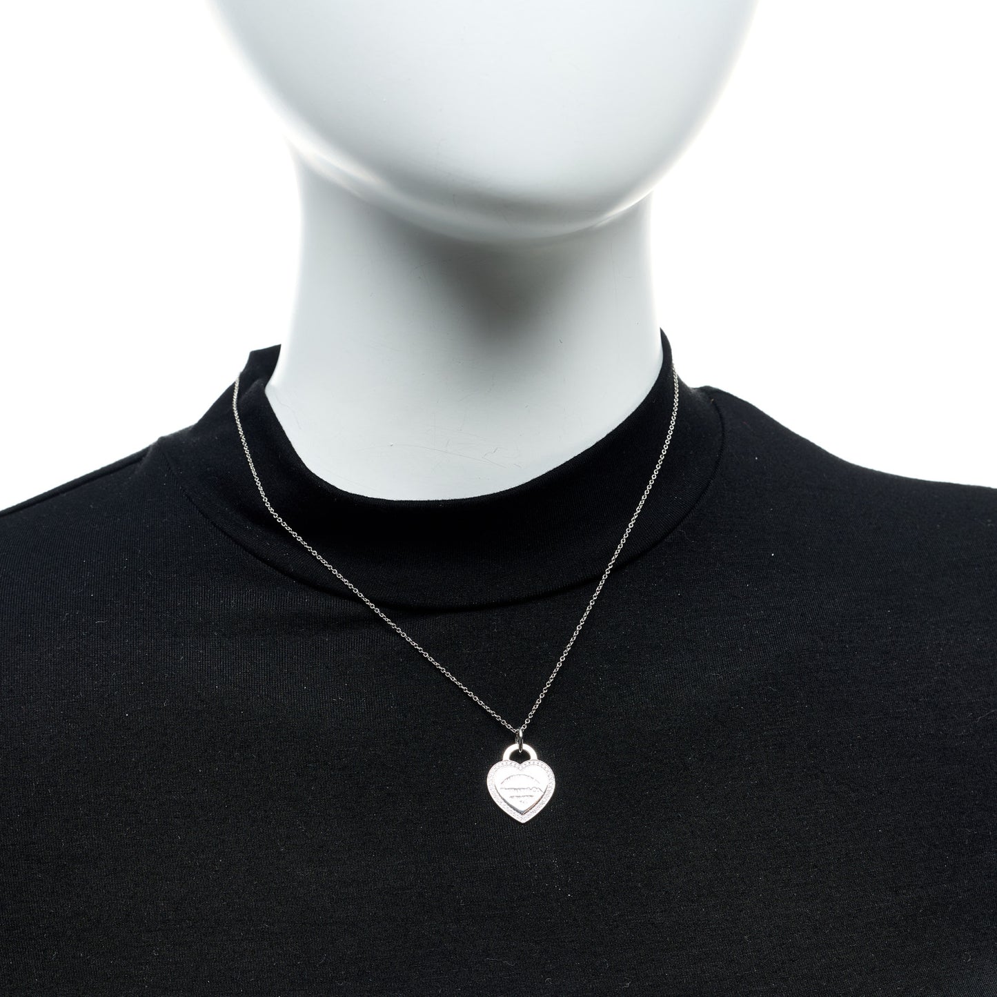 18K White Gold Diamond Return To Tiffany Heart Tag Pendant Necklace