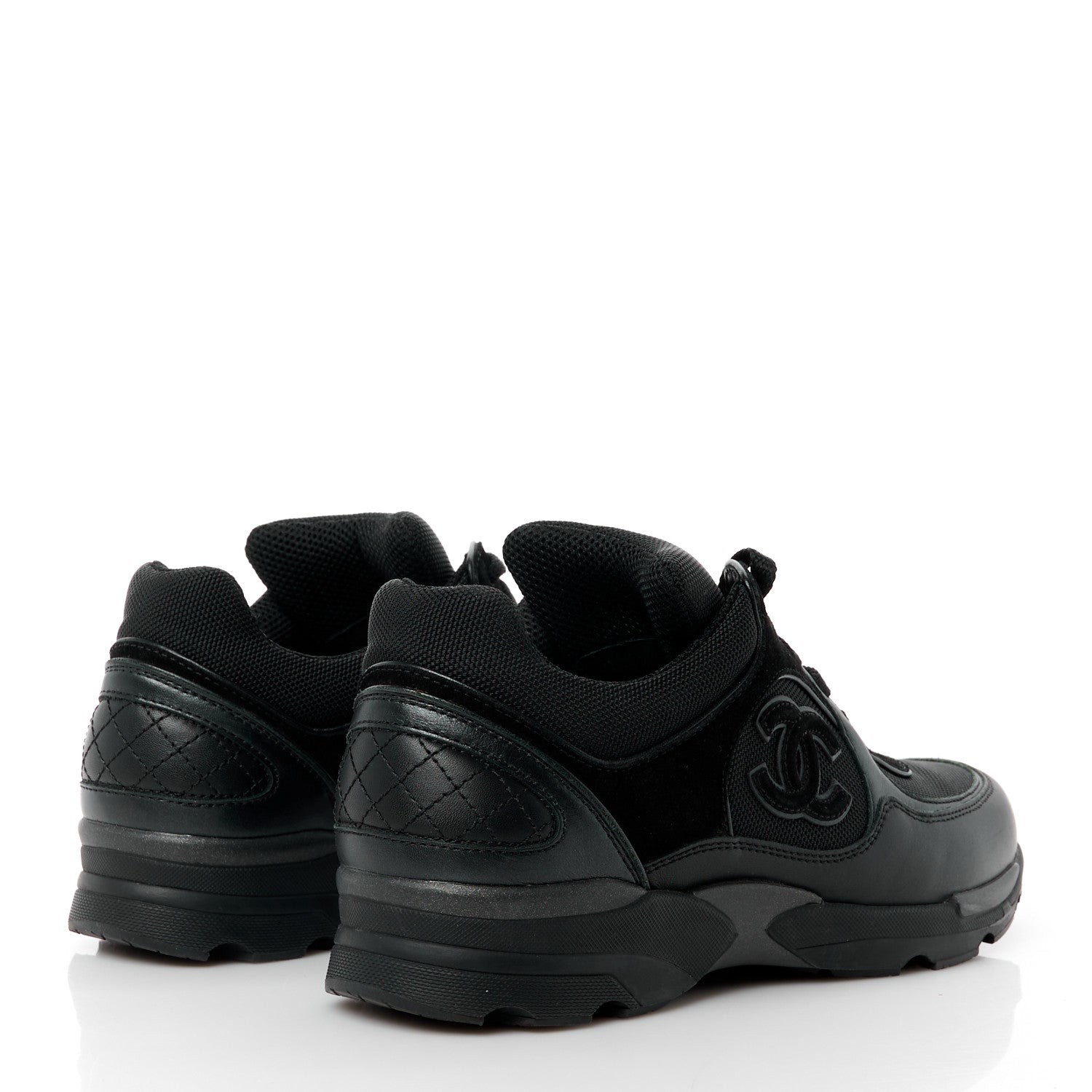 Chanel Toile Suede Calfskin CC Sneakers 38 Black 4 of 10