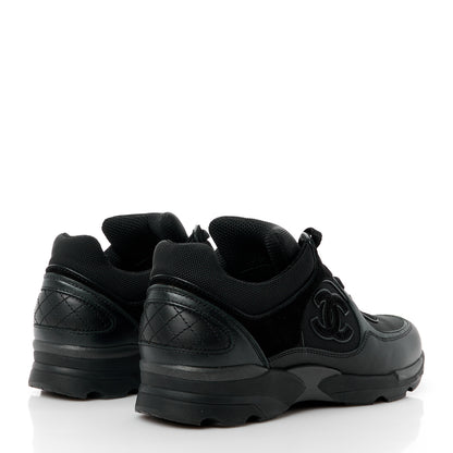 Chanel Toile Suede Calfskin CC Sneakers 38 Black 4 of 10