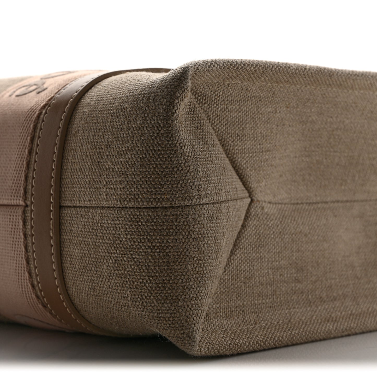 Linen Calfskin Medium Woody Ribbon Tote Blushy Beige