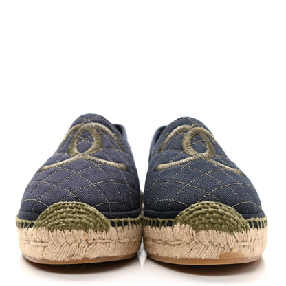 Chanel Fabric Biarritz CC Espadrilles 41 Blue Green 2 of 10