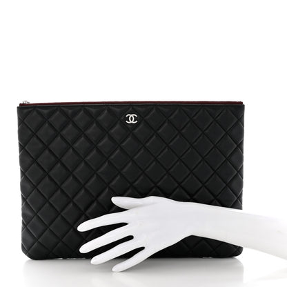 Chanel Lambskin Quilted Large Cosmetic Case Black 2 of 8