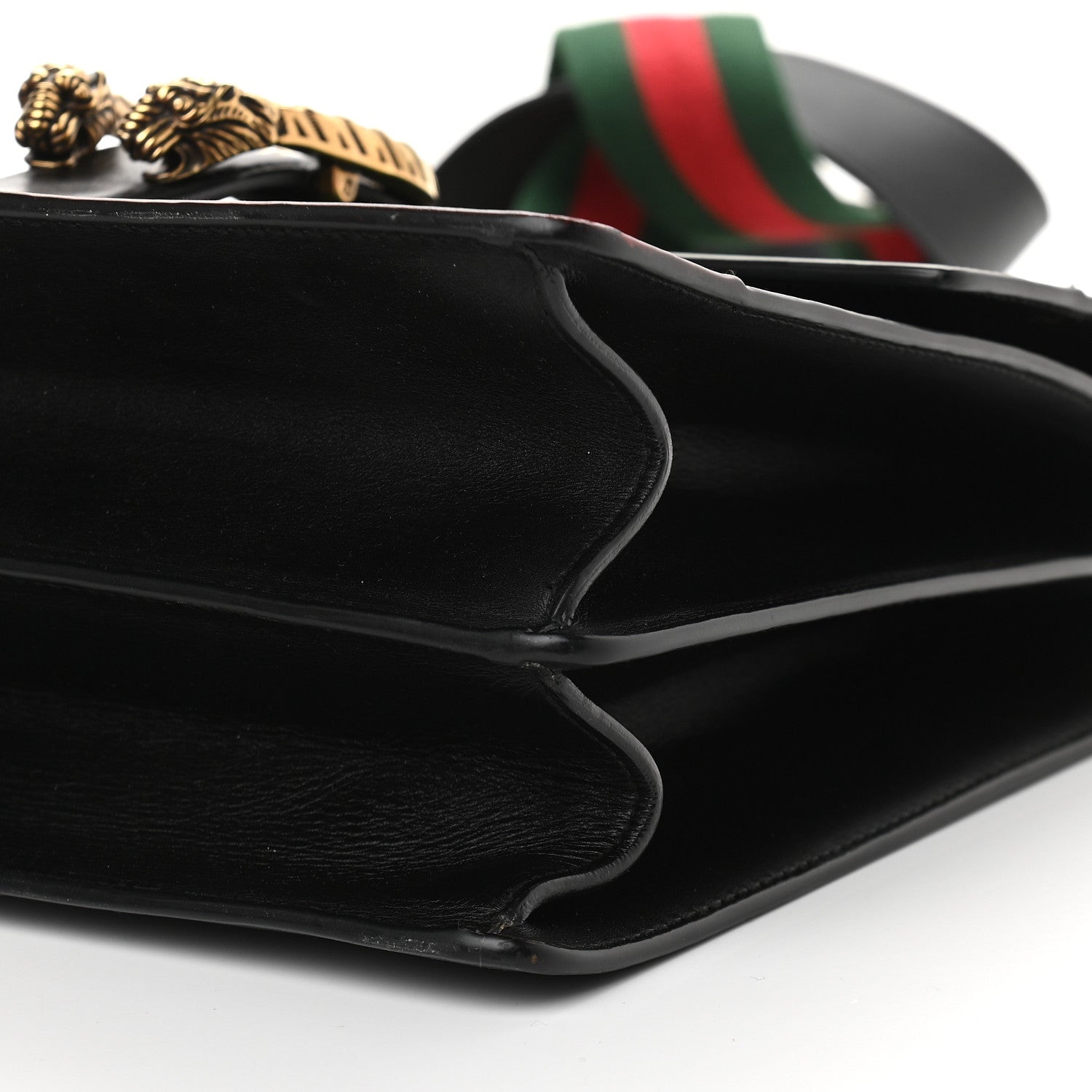Gucci Calfskin Bamboo Web Large Dionysus Top Handle Bag Black Bright Evergreen Hibiscus Red 9 of 9